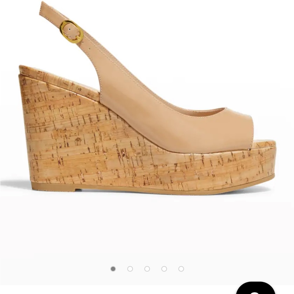Stuart Weitzman Adobe Patent leather cork wedge sandal size 7